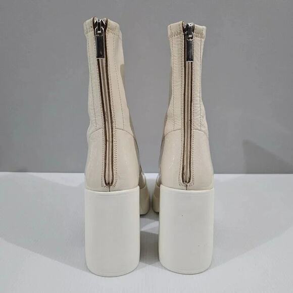NEW Free People Double Stack Platform Boot Women EU 39.5 Bone Ivory Leather Heel - Picture 6 of 14
